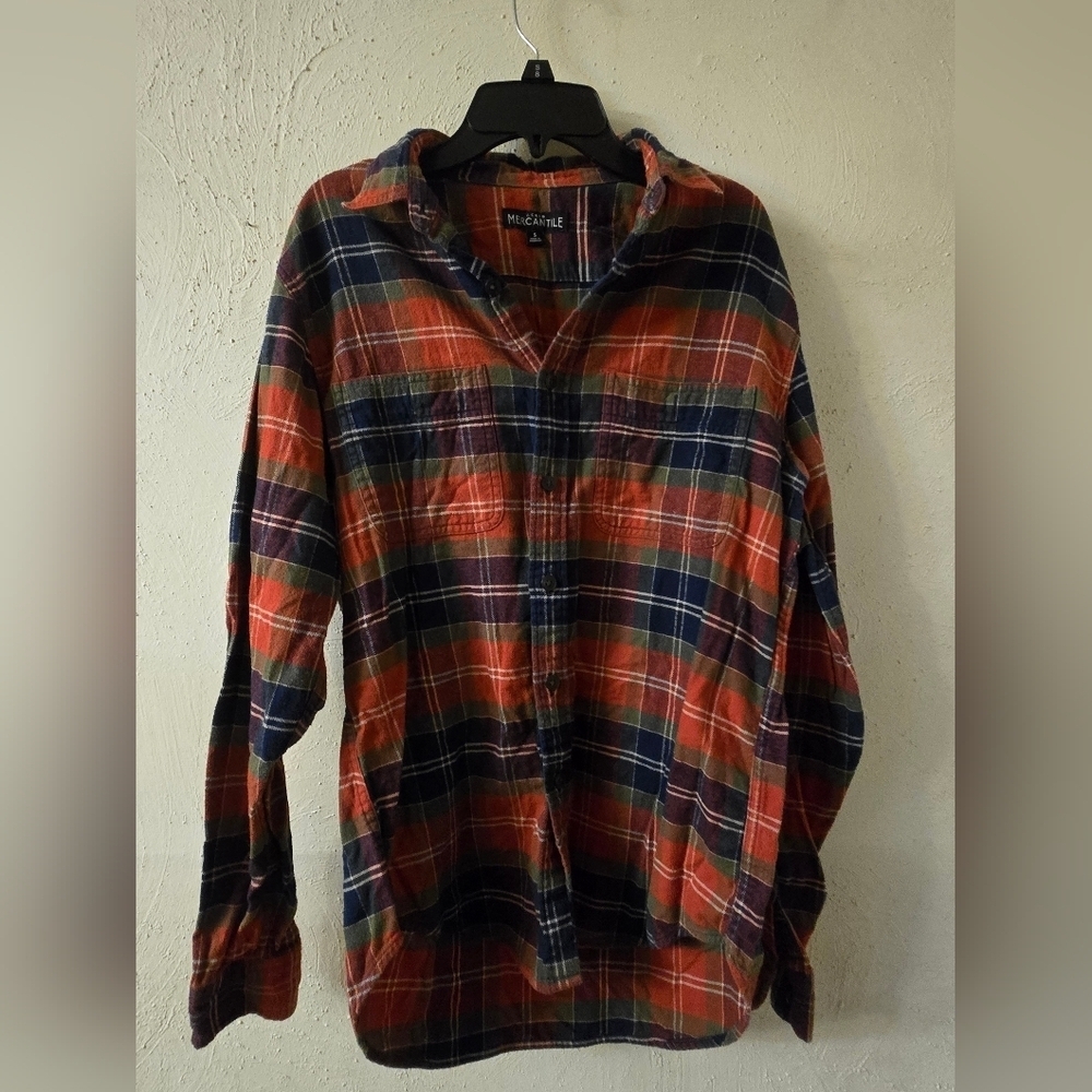 J. Crew Orange and Blue Plaid Shirt